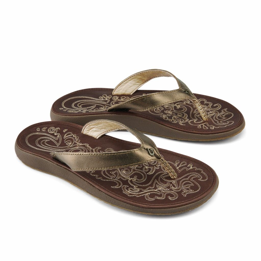 Sandalias Olukai Paniolo - Chanclas Mujer Dorados 20042-789